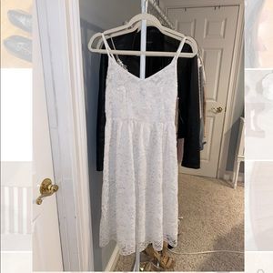White Lace Tea-Length Dress